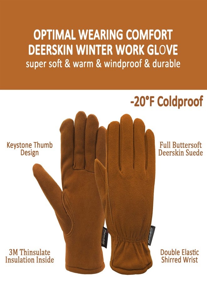 SKYDEER Winter Gloves with Windproof & Soft & Warm Full Deerskin Suede Leather and 3M Thinsulate Insulation (SD8673T/L) - Image 2